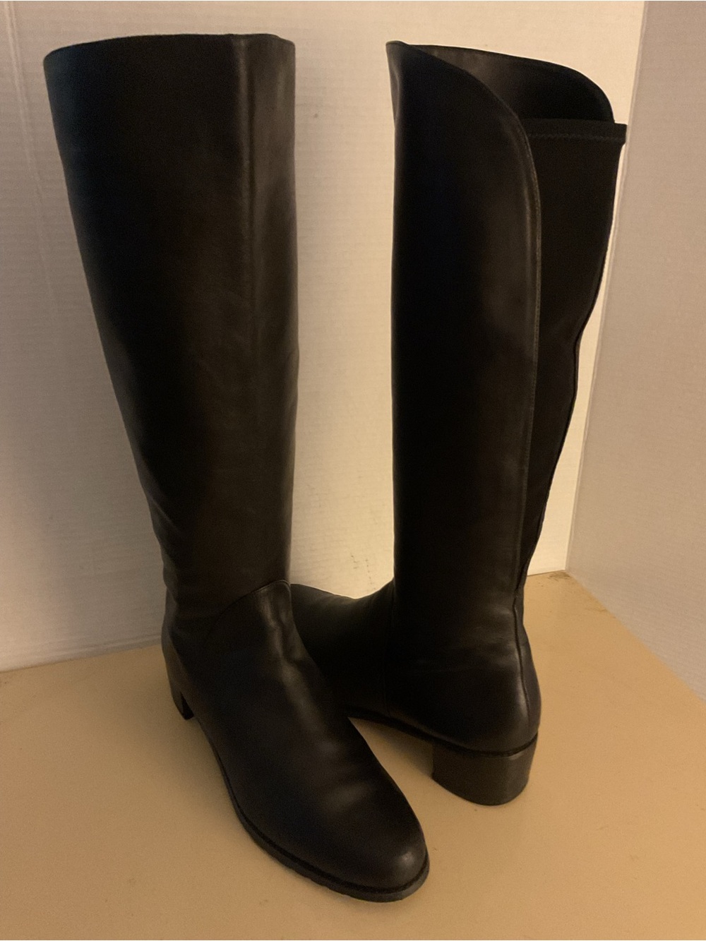 Stuart Weitzman women Black leather tall knee high boots US 11